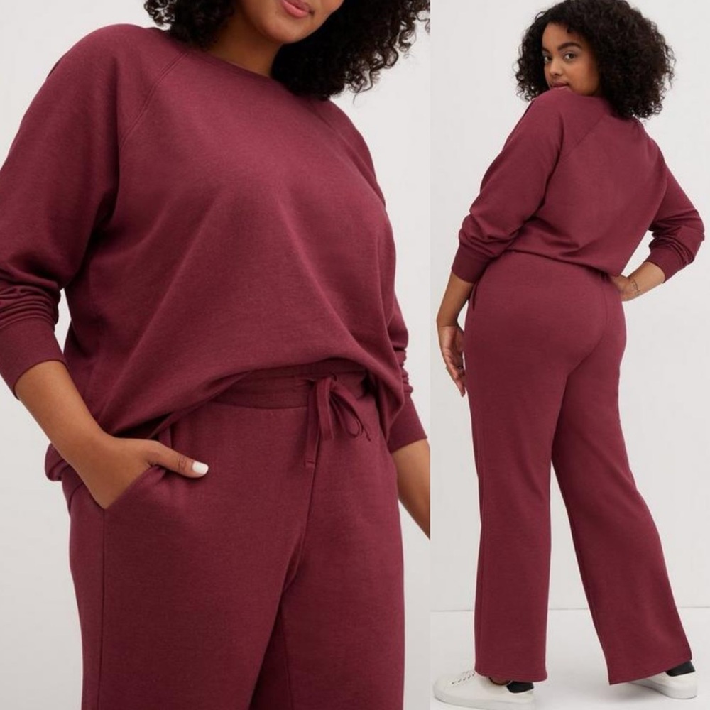 Torrid Ultra Soft Fleece Heather Wine Sweatshirt Womens Size 1X Cozy Modal Crew